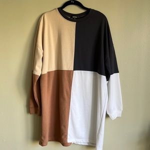 MISSGUIDED Oversized Colorblock Sweatshirt Dress